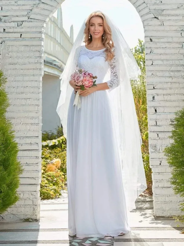 Biele elegantné šaty model 7412 - 40, 46