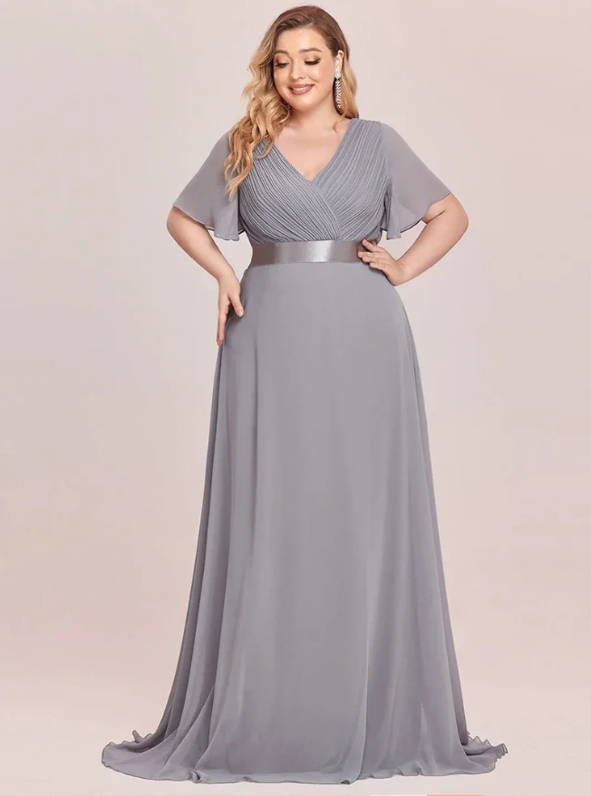 Elegantné sivé šaty s voľnými rukávmi model 9890 - 50
