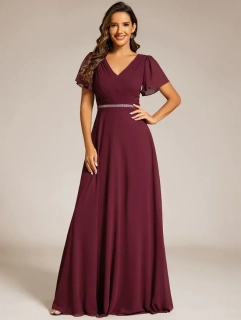 Elegantné šaty s rukávom a štrasovým opaskom model 11981 - 50