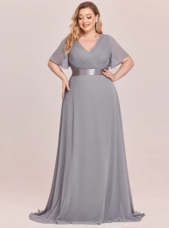 Elegantné sivé šaty s voľnými rukávmi model 9890 - 50